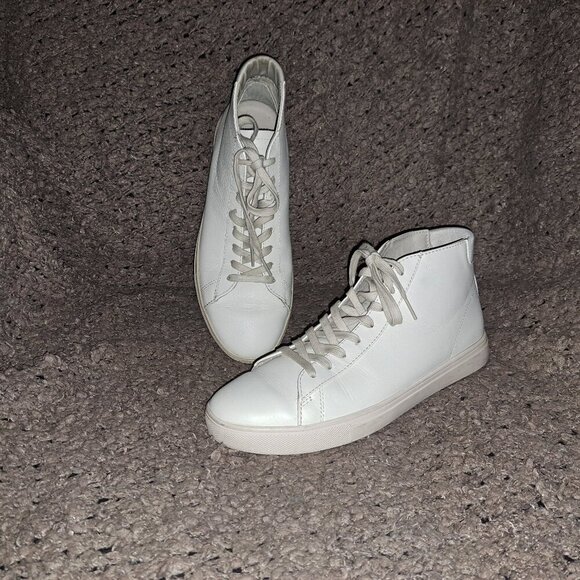 CLAE Los Angeles BRADLEY MID Cream Leather-Sneakers-Sz 8.5-Excellent - Picture 1 of 8